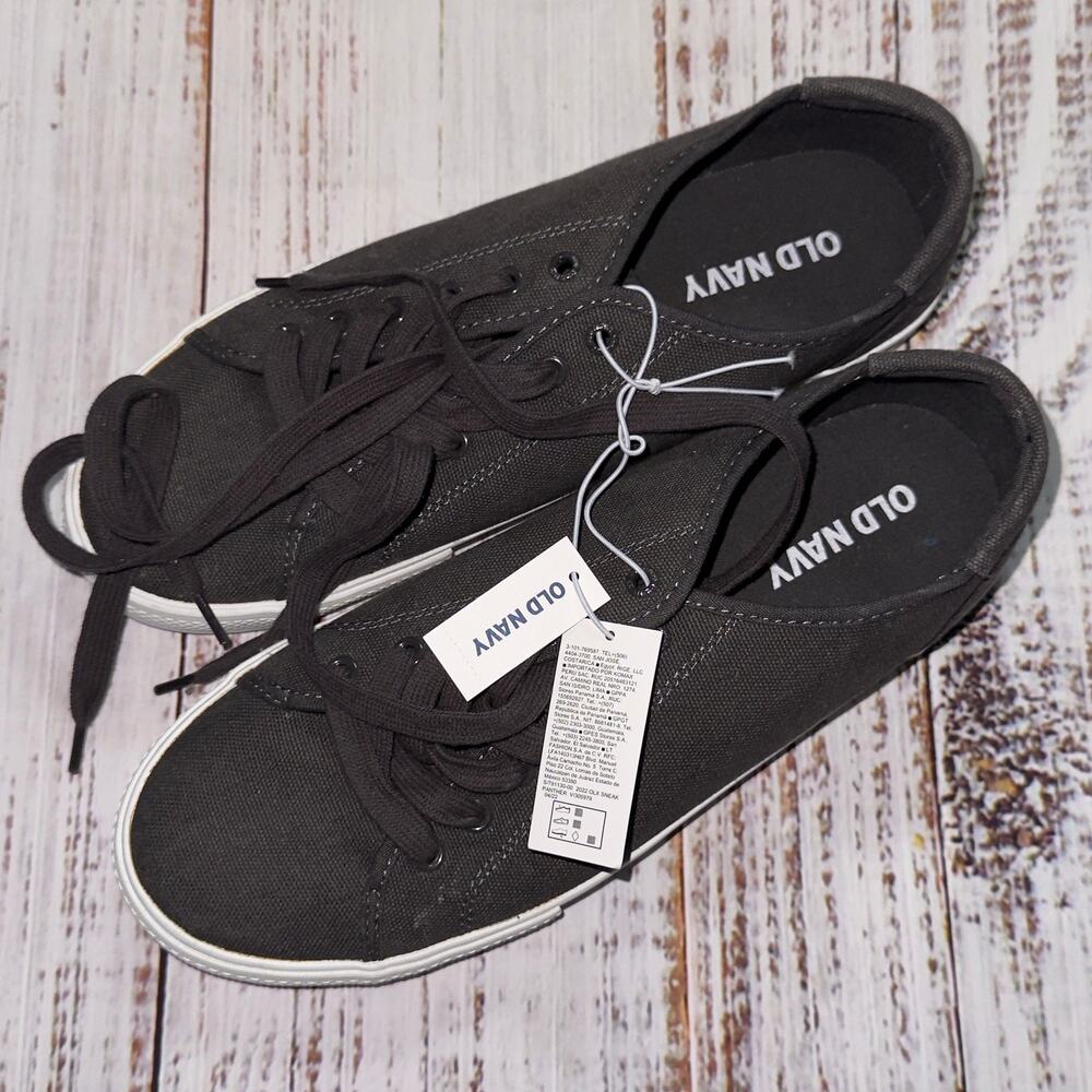 Old Navy Black Canvas Lace-Up Sneakers Womens Size 8